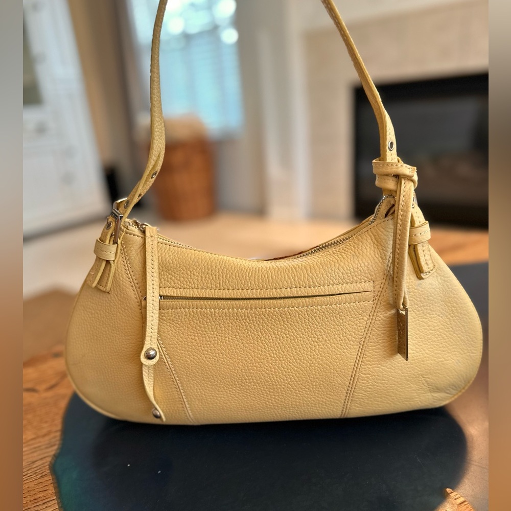 Max Studio Light Butter Yellow Shoulder Handbag Paisley Interior